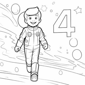 coloring page of the number 4 , use clean lines and leave plenty of white space for coloring, simple line art, one line art, clean and minimalistic line for kids --v 5.2