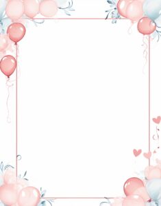 thin picture frame border, pink, Birth announcement, vector image, white background --ar 14:18 --v 5.2