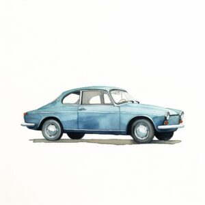 simple car, illustration, watercolor, minimalistic