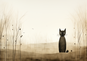 cat, odilon reddon, jon klassen --ar 297:210 --stylize 50 --v 5.2