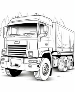 a truck has wheels , cartoon style , minimalist drawing , thick outlines , no grey areas , no shadows , white background , no fills ,low details, black and white, coloring book for kid, --ar 9:11 --v 5.2