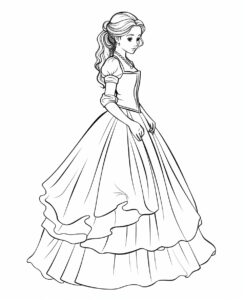 actress in the stage, cartoon style , minimalist drawing , thick outlines , no grey areas , no shadows , white background , no fills ,low details, black and white, coloring book for kid, --ar 9:11 --v 5.2