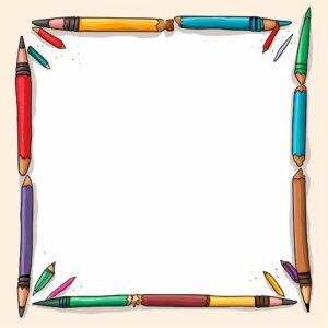 an illustration of a frame with pens as a border --v 5.2