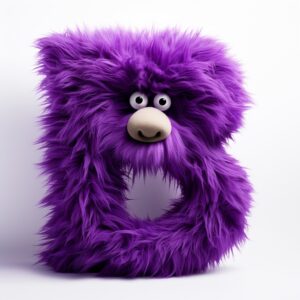a purple furry letter B with a cheerful disposition and a big attitude --v 5.2