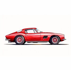 simple watercolor line drawing of Ferrari 250 G sideview