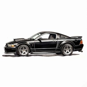 simple watercolor line drawing of a black 2004 Ford Mustang SVT Cobra --v 5.1