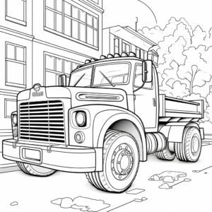 colouring page for kids, a towtruck, cartoon style, thick lines, black and white, no shading ar 85:110