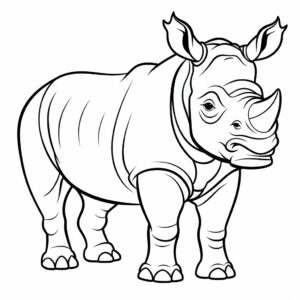 Extremely simple. Cartoon style. rhino. Coloring book. Black and white. –ar 2:3 –q 2--s 50 –v5