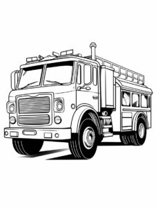 Minimalist [fire truck] coloring page, for [adults], simple, minimalist, with large strokes, cartoon style, in black and white, simple, without details, minimalist, vector style, HD, high quality, white backgrounds --ar 3:4