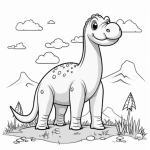 Apatosaurus dinosaur, for coloring, simple, for toddlers, isolated, on white background.