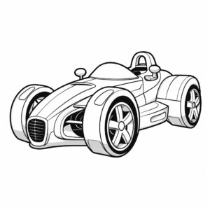 Coloring book for kids, racing car. featuring simplified outlines and minimal details. black and white, white background