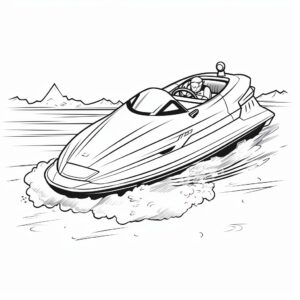 speed boat Coloring book, very simple coloring, go - kart theme, black and white, coloring book black and white, very simple, no background