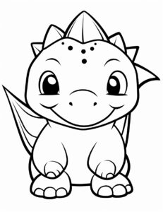 blank coloring page of a cute kawaii Stegosaurus, thick simple lines, very low shadows --ar 17:22 --stylize 50