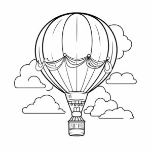 kid's coloring book, Balloon, cartoon, thick lines, black and white, white background --style raw