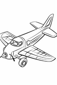 black and white coloring page for kids, cartoon style, plane christmas toy, vector line art, detailed, black lines only --no shades or grey tones --ar 2:3