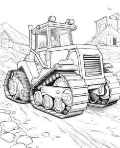 Colouring page for kids,bulldozer, thick lines, low details, no shading --ar 9:11