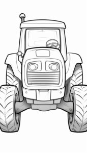 black and white color page for toddlers, a tractor, bold lines, very minimalistic, simplistic, no color, white background, no text, no shadow, no grey, no shading --ar 4:7