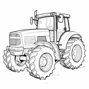 Coloring page for kids, tractor, white background, Thick line, cartoon style, no shading, Low Details, clean line art, fine line art - - HD - - ar 9: 11