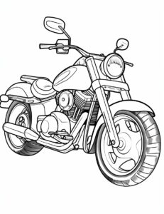 Coloring book, for toddlers to 2 years old: Design a motorcycle parade with different types of motorcycles, such as cruisers, sportbikes, and dirt bikes. Black and white, coloring book, for toddlers to 2 years old --ar 17:22