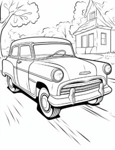 Coloring book, for toddlers to 2 years old: Let's explore colors with cars! Each car on this page is waiting to be colored in a different color. A great way to learn and play! Black and white, coloring book, for toddlers to 2 years old --ar 17:22