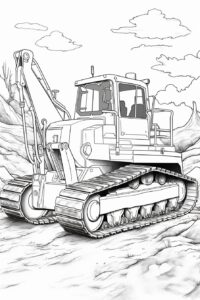 Bulldozer Coloring Page. --ar 2:3