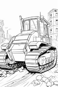 Bulldozer Coloring Page. --ar 2:3