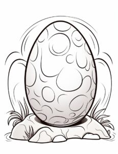 a colouring page, featuring the a dinosaur egg drawn in cartoon style.This minimalist aesthetic is perfect for young kids looking for a relaxing coloring activity. --ar 85:110