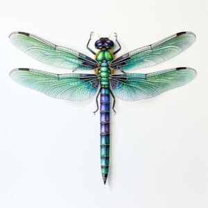 dragonfly scientific watercolor illustration, realistic taxidermy illustration