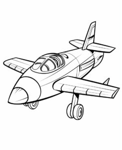 coloring page for kids, very simple jet, cartoon style, no shading, thick lines, no color --ar 9:11