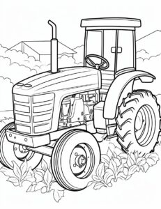 A basic farm tractor for coloring book for kids with crisp lines and white background --no shading --ar 17:22