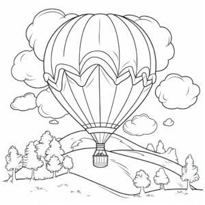 Children's coloring book, ballon , simple and basic coloring, straight lines, low Detail, Black and white, No Shading,