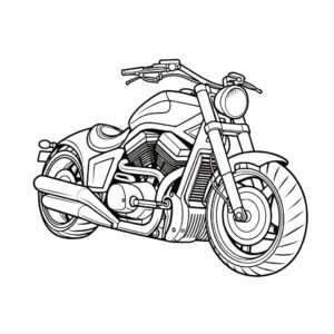 coloring pages for kids, Motorcycle, low detail, black and white, no shading, white background, crisp and pixel-perfect design