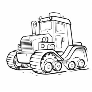 1d bulldozer cute , extremely simple, black and white, low detail, coloring book page, for kids --stylize 50