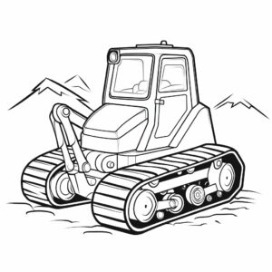 1d bulldozer cute , extremely simple, black and white, low detail, coloring book page, for kids --stylize 50