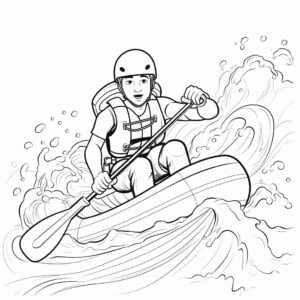 white water rafting as coloring pages black and white --no shading --style raw