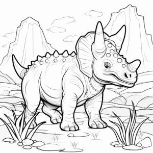 Triceratops/COLORING PAGS/BLACK AND WHITE/FOR KIDS AGE 3-6/BOLD LINES/--AR 9:11/NO GRAYSCALE