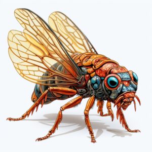 a Cicada, full body, cartoon style, realistic color, white background, ar 4:4