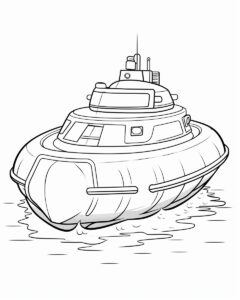 coloring book page for young children ::1 over water hovercraft, only draw outlines, no black, no shadows, simple design. ::1 --ar 4:5 --style raw --stylize 50