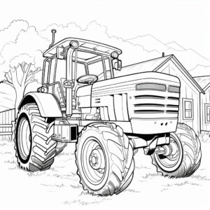 coloring page for kids, farm equipment, cartoon style, thick lines, low detail, no shading, black and white