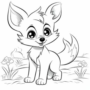 cute, easy fox coloring pages for toddlers without background, cartoon style, thick lines, no details, black and white, no shading--ar 8.5:11