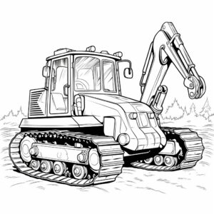 back and white coloring page for kid age 3 -6 vehicles excavator buldozertractor