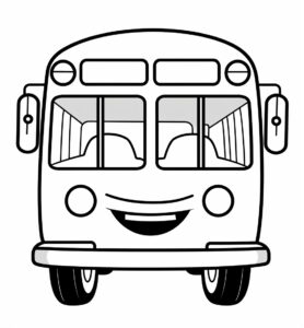 coloring page of cartoon simple Bus With a caption, in the style of gerd arntz, simple line drawings, doug hyde --ar 59:64 --style raw --stylize 50