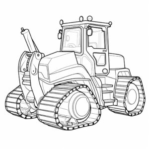 New shiny bulldozer with stickers, line art, no color, low detail. simple outline and shapes, for kids, for coloring book, black and white, white background, coloring book style on white background, well composed, clean coloring book page, No dither, no gradient, strong outline, No fill, No solids, vector illustration, –ar 9:11 –v 5