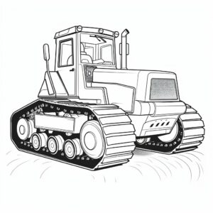 New shiny bulldozer with stickers, line art, no color, low detail. simple outline and shapes, for kids, for coloring book, black and white, white background, coloring book style on white background, well composed, clean coloring book page, No dither, no gradient, strong outline, No fill, No solids, vector illustration, –ar 9:11 –v 5