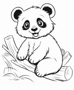 Coloring page, Basic outline of a panda, cartoon style, low detail, no shading, no colour, cute --ar 9:11