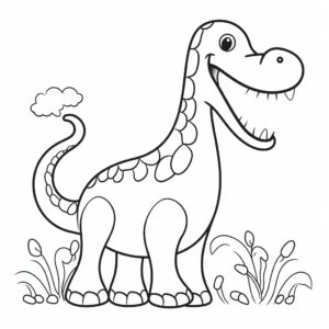 Contour small funny fun brachiosaurus lies life-size for coloring, closed outline for filling, simple coloring book for kids, only black outline and white background, closed outline for filling, minimalism style --no shading, background, colors, shadows, gray colors