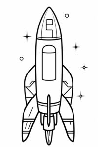 Space rocket blueprint , cute kids coloring pages black white drawing with coloring pages image, in the style of 32k uhd, unique character design, cartoon animation, high resolution, soft-edged, white background, simple lines, vector --no colors --ar 2:3