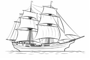 coloring page for kids, luxury modern yacht in the ocean, simple detail, simple line art, clean and minimalistic lines, minimalism, line drawing style --ar 3:2 --stylize 50