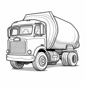 Coloring page for kids, coloring book style, a linear icon representing cartoon concrete truck on a white background