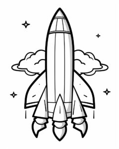 a cute SpaceX rocket children coloring page --ar 8:10